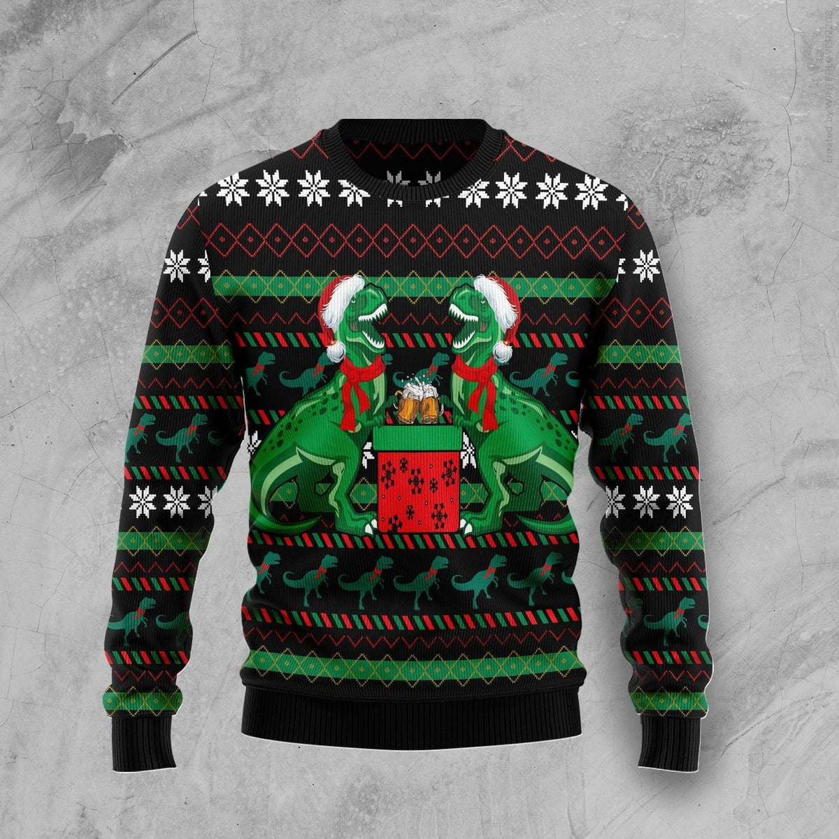 T-rex Drink Halloween Sweater | Unisex Halloween Party Outfit | Festive Party Top for Dinosaur and Fantasy Fans