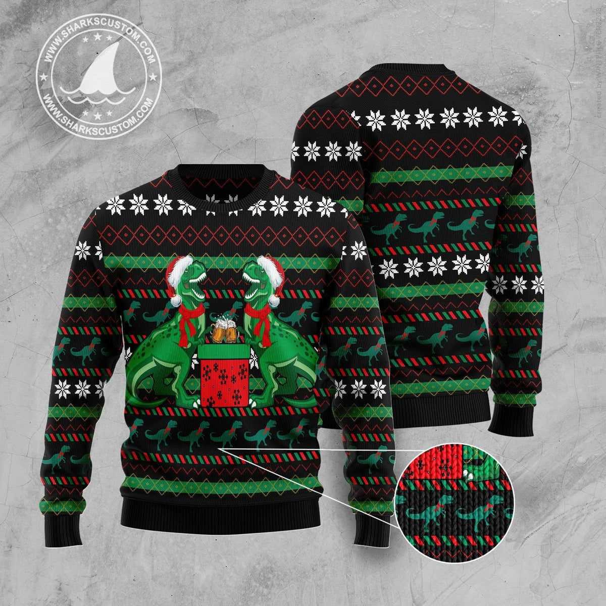 T-rex Drink Halloween Sweater | Unisex Halloween Party Outfit | Festive Party Top for Dinosaur and Fantasy Fans