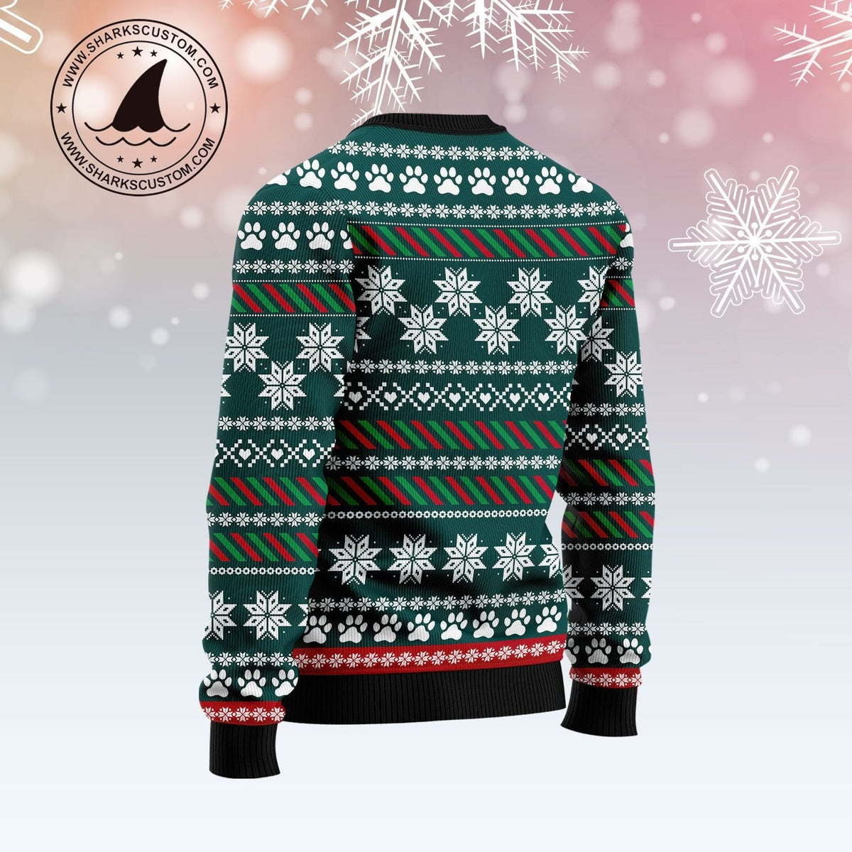 Pug Santa Paws Ugly Christmas Sweater, Cute Christmas Pug Holiday Pullover for Pug Moms and Dog Lovers, Xmas Gifts