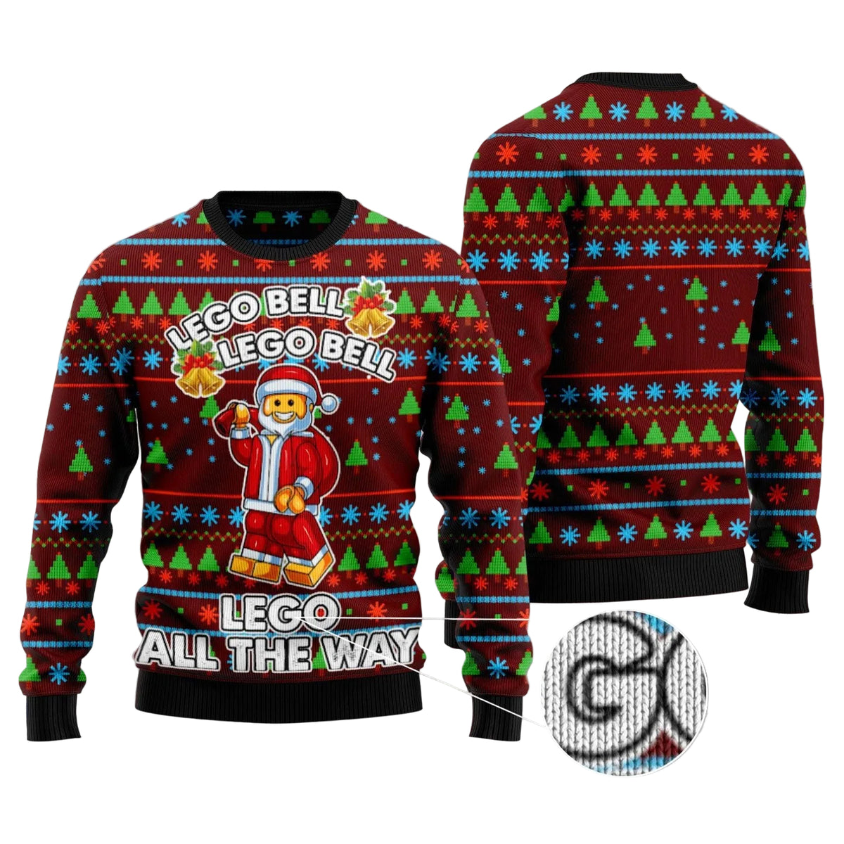 Building Block Bell Ugly Christmas Sweater, Festive Toy Brick Pullover for Building Block Fans, Fun Xmas Party Clothing