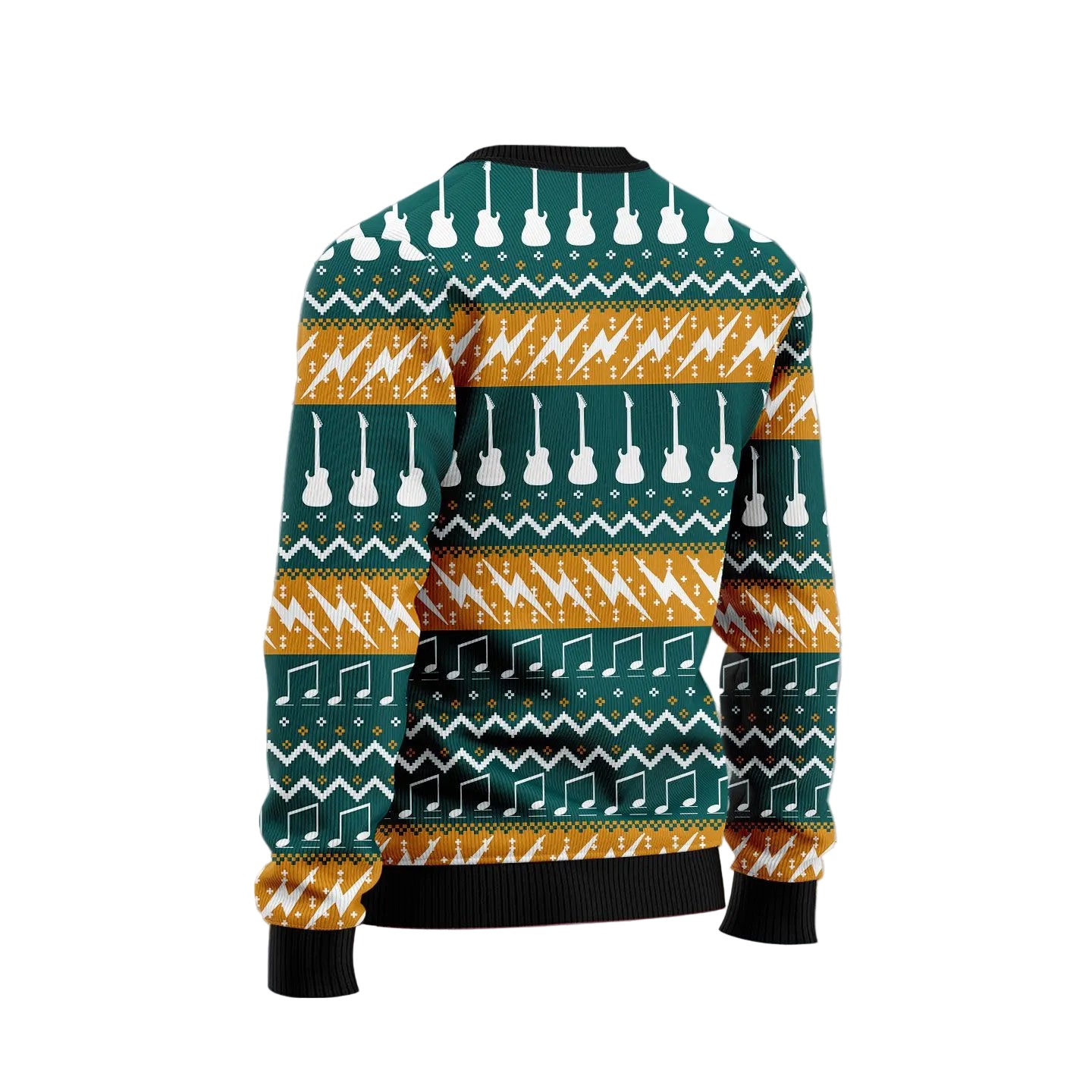 Guitar Rock the Holiday Ugly Christmas Sweater, Music Lover Pullover for Guitarists, Musicians and Festive Band Parties