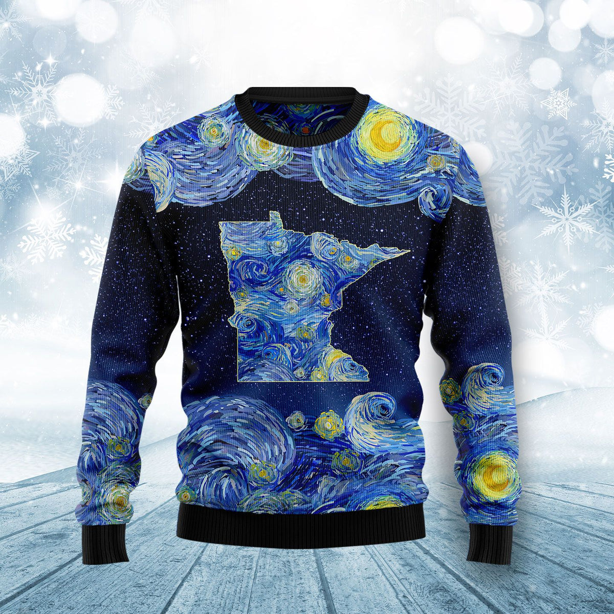 Starry Minnesota Ugly Christmas Sweater, Starry Minnesota State Holiday Design, Holiday Party Pullover for Adults