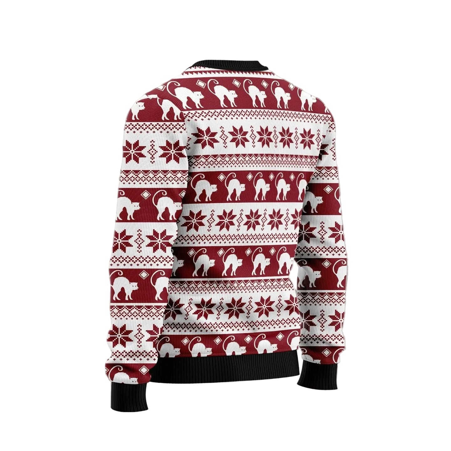Dancing Black Cat Ugly Christmas Sweater, Funny Cat Holiday Pullover for Cat Lovers, Cat Moms and Winter Parties