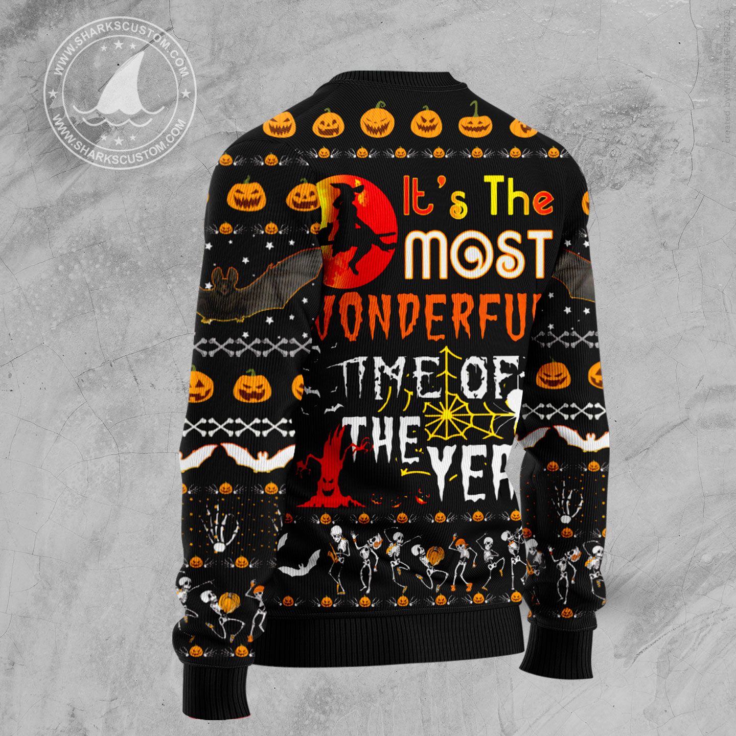 Skeleton Pumpkin Ugly Halloween Sweater, Unisex Spooky Party Outfit, Funny Gift for Halloween and Skeleton Fans
