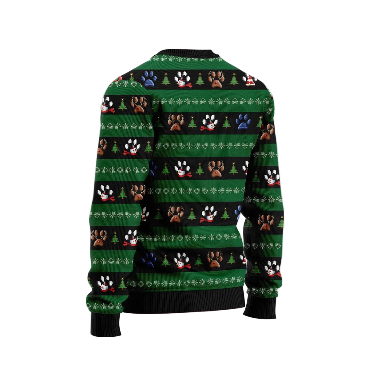 Dog Paw Print Ugly Christmas Sweater, Cute Paw Print Holiday Pullover for Pet Owners, Fun Xmas Party Clothing