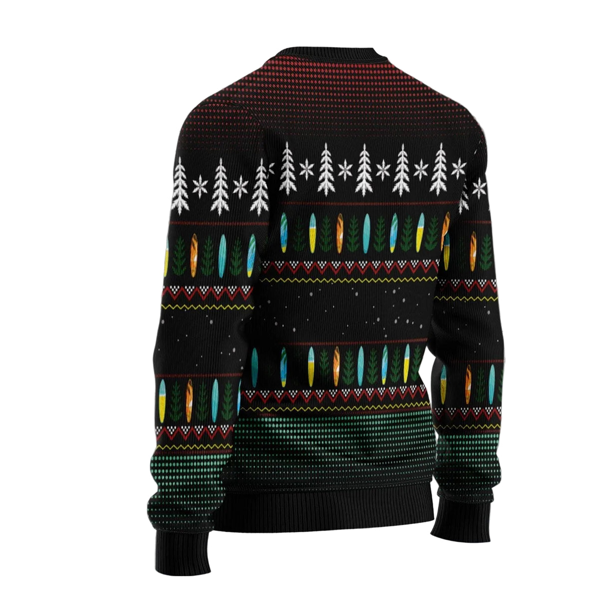 Santa Claus Surfing Ugly Christmas Sweater, Surfing Santa Beach Holiday Pullover for Surfers and Tropical Christmas Fans