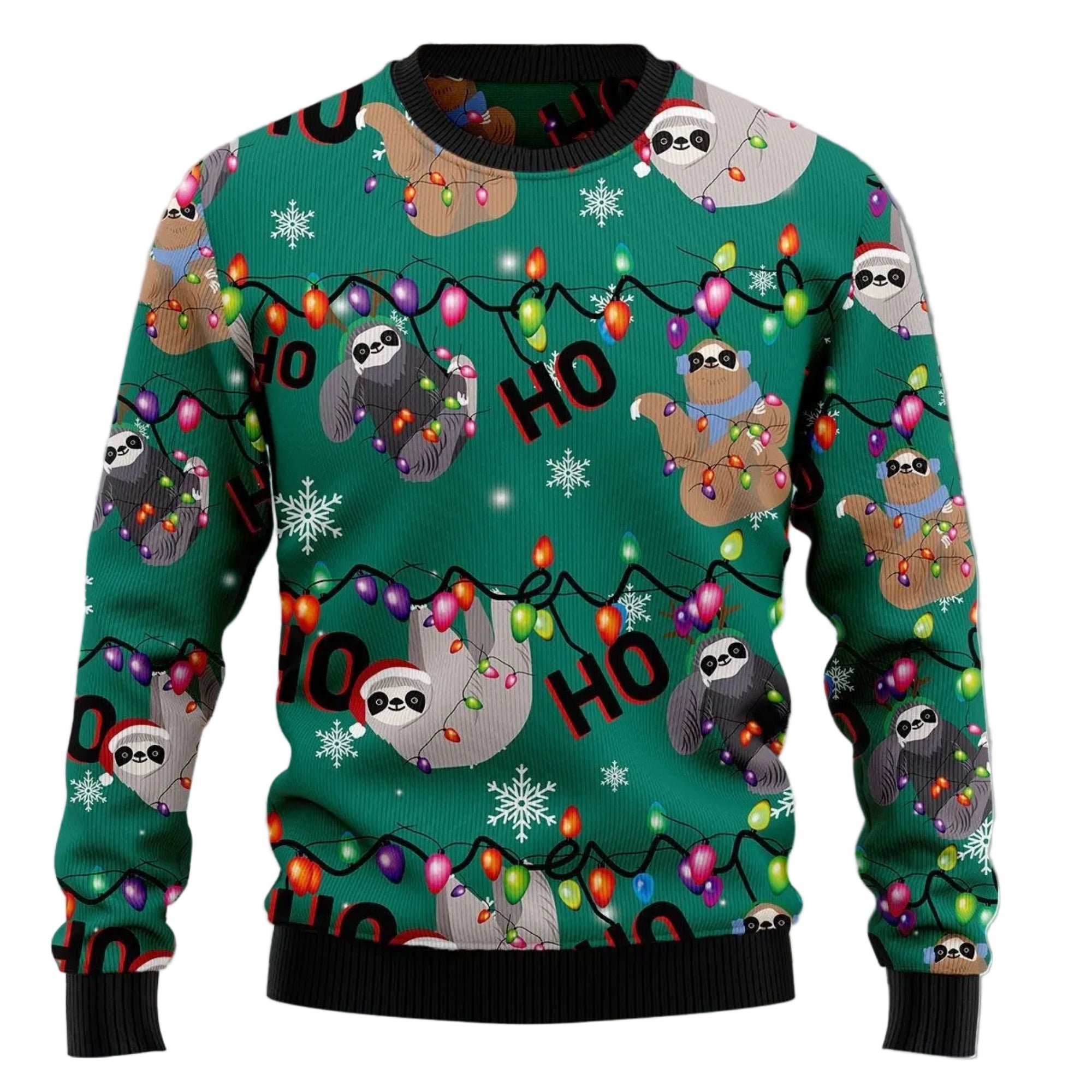 Sloth Hohoho Ugly Christmas Sweater for Men and Women, Funny Holiday Party Outfit, Festive Christmas Gift