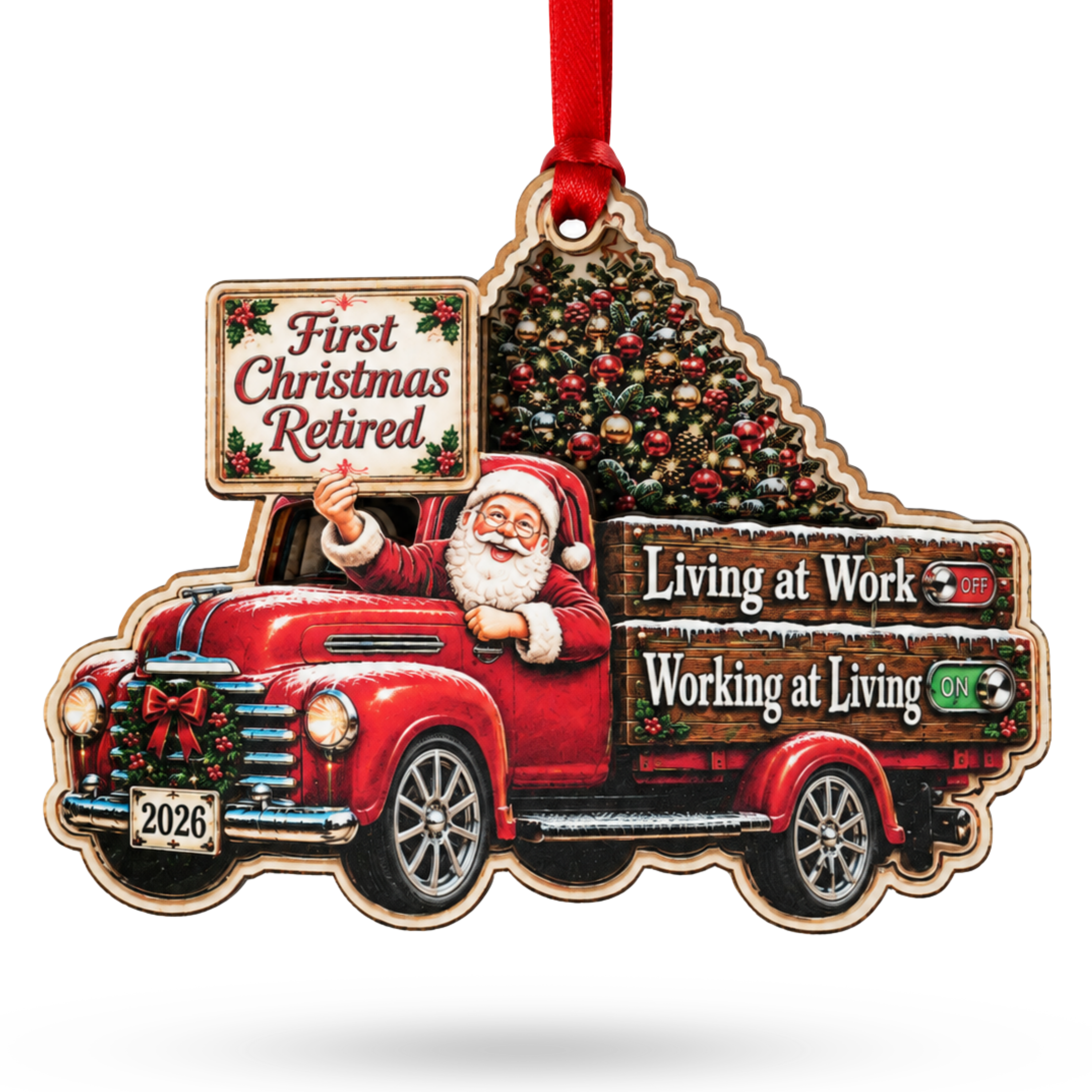 First Christmas Retired Ornament 2026, Retirement Gifts for Coworker Teacher Family, Wood Acrylic Christmas Decor