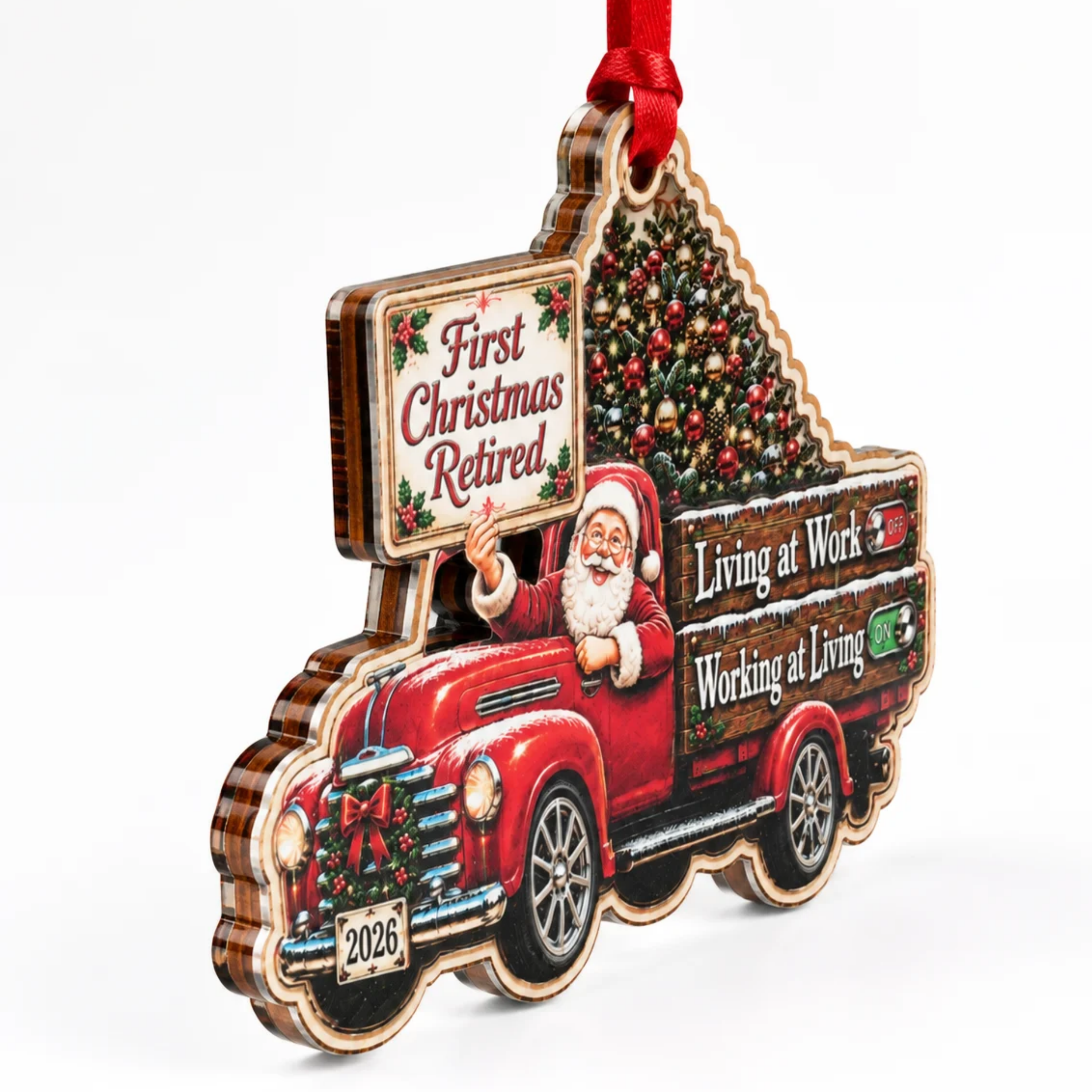 First Christmas Retired Ornament 2026, Retirement Gifts for Coworker Teacher Family, Wood Acrylic Christmas Decor