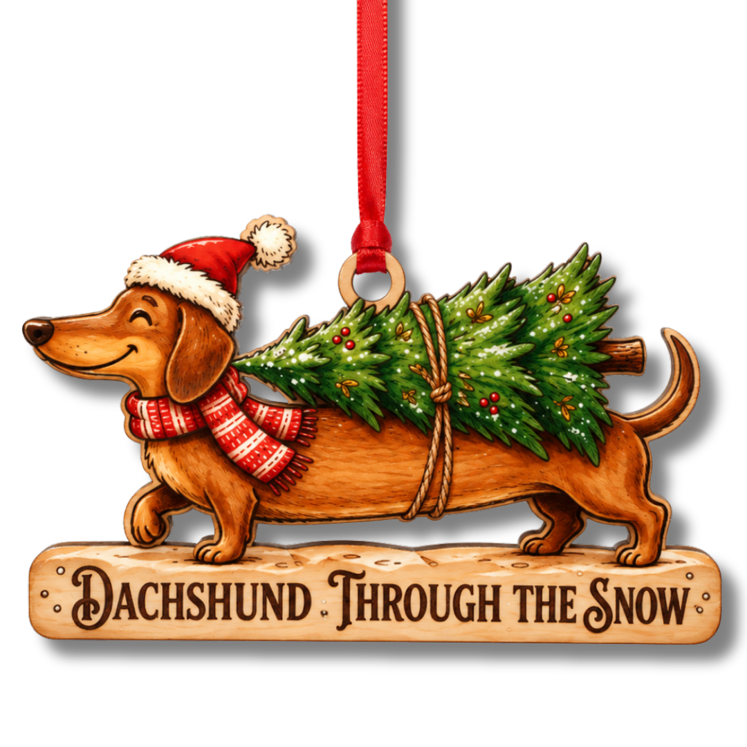 Dachshund Ornament, Wooden Christmas Tree Decoration, Gifts for Dog Lovers, Christmas Ornament, Xmas Tree Decor