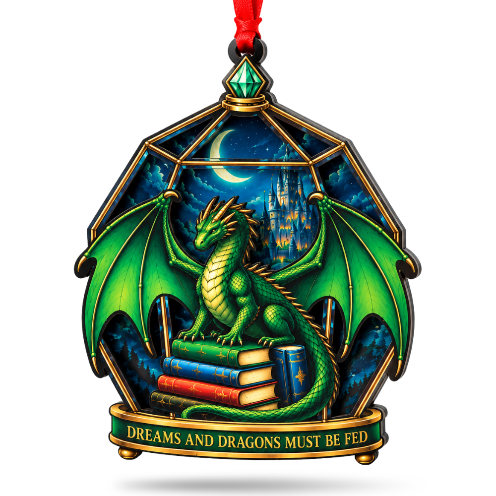 Dragon Fantasy Christmas Ornament, Wood & Acrylic Tree Decoration, Gift for Christmas and Holiday Decor Lovers