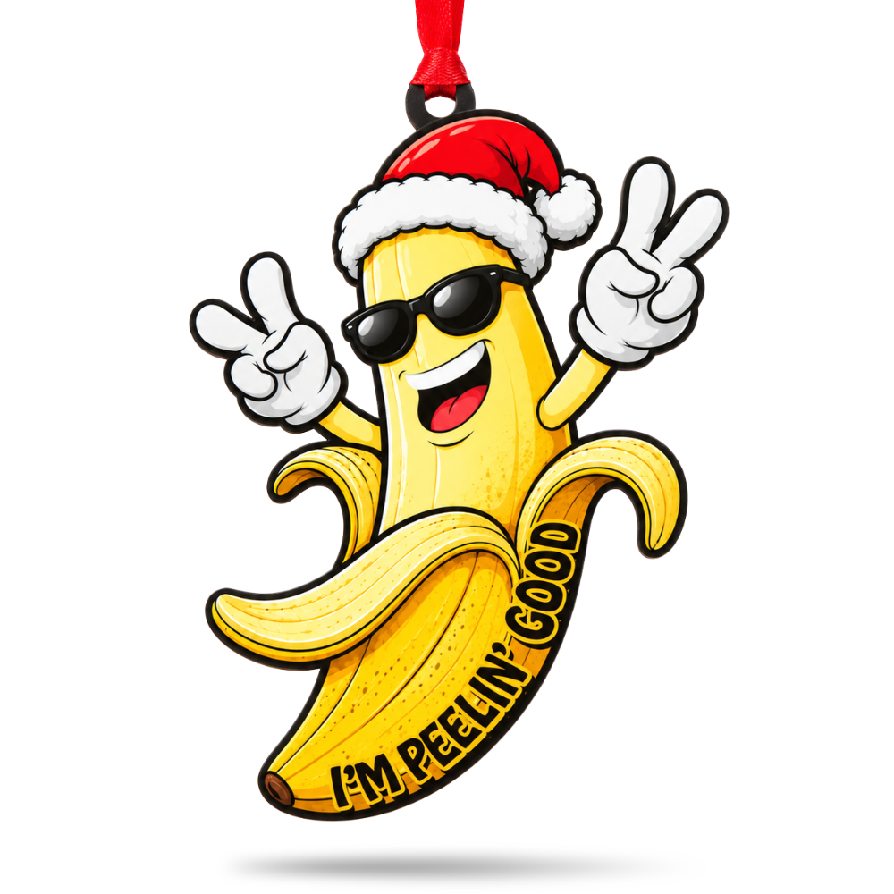 Funny Banana Christmas Ornament, Wood Christmas Tree Decoration, Holiday Gift for Collectors & Holiday Decor Lovers