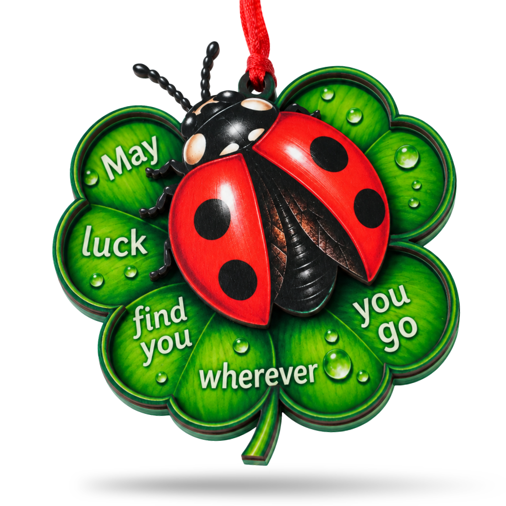 Ladybug Lucky Christmas Ornament for Tree, Wood & Acrylic Hanging Decor, Xmas Gift for Nature Lovers And Holiday Decor