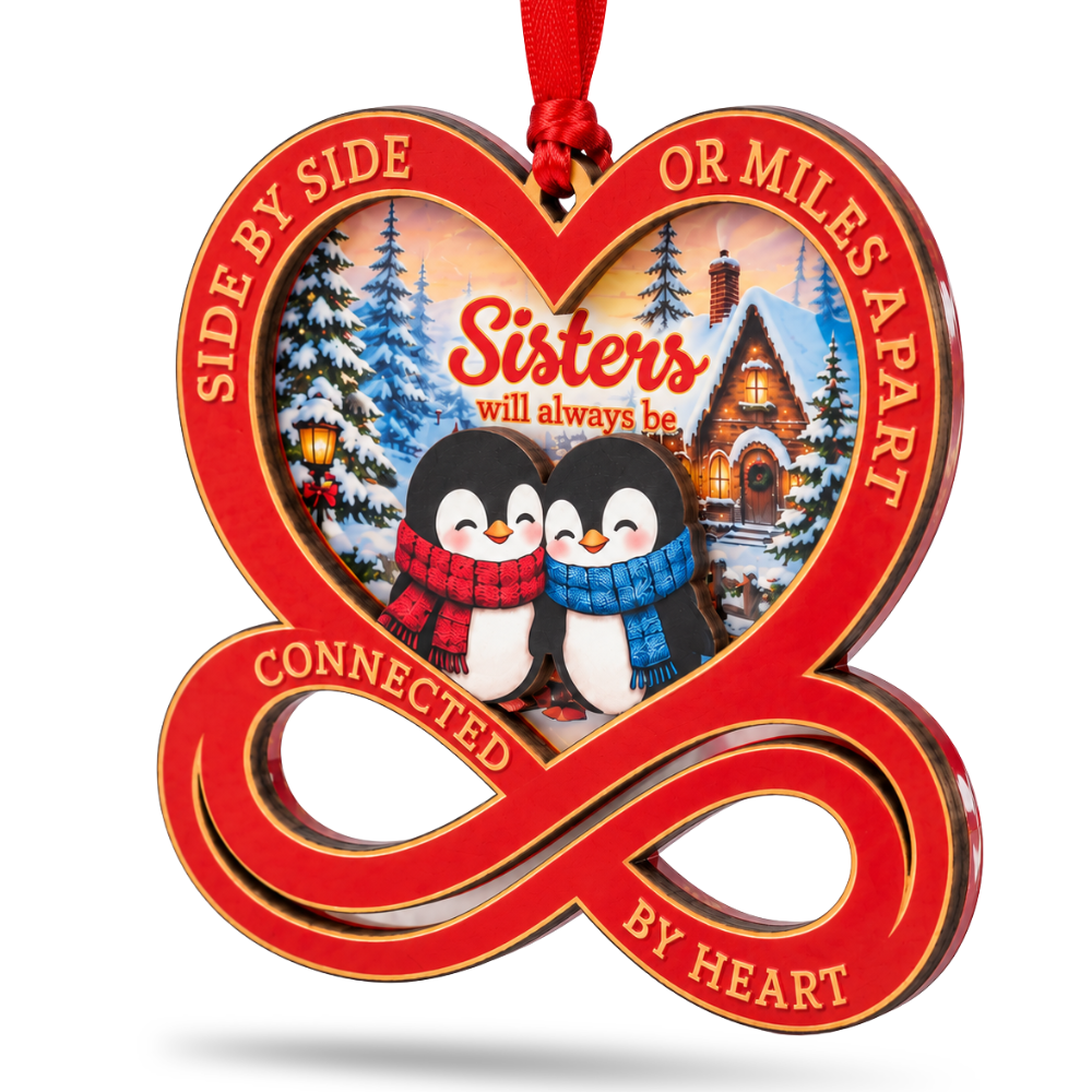 Sister Christmas Ornament, Wood & Acrylic Christmas Tree Decoration, Holiday Gift for Collectors & Holiday Decor Lovers