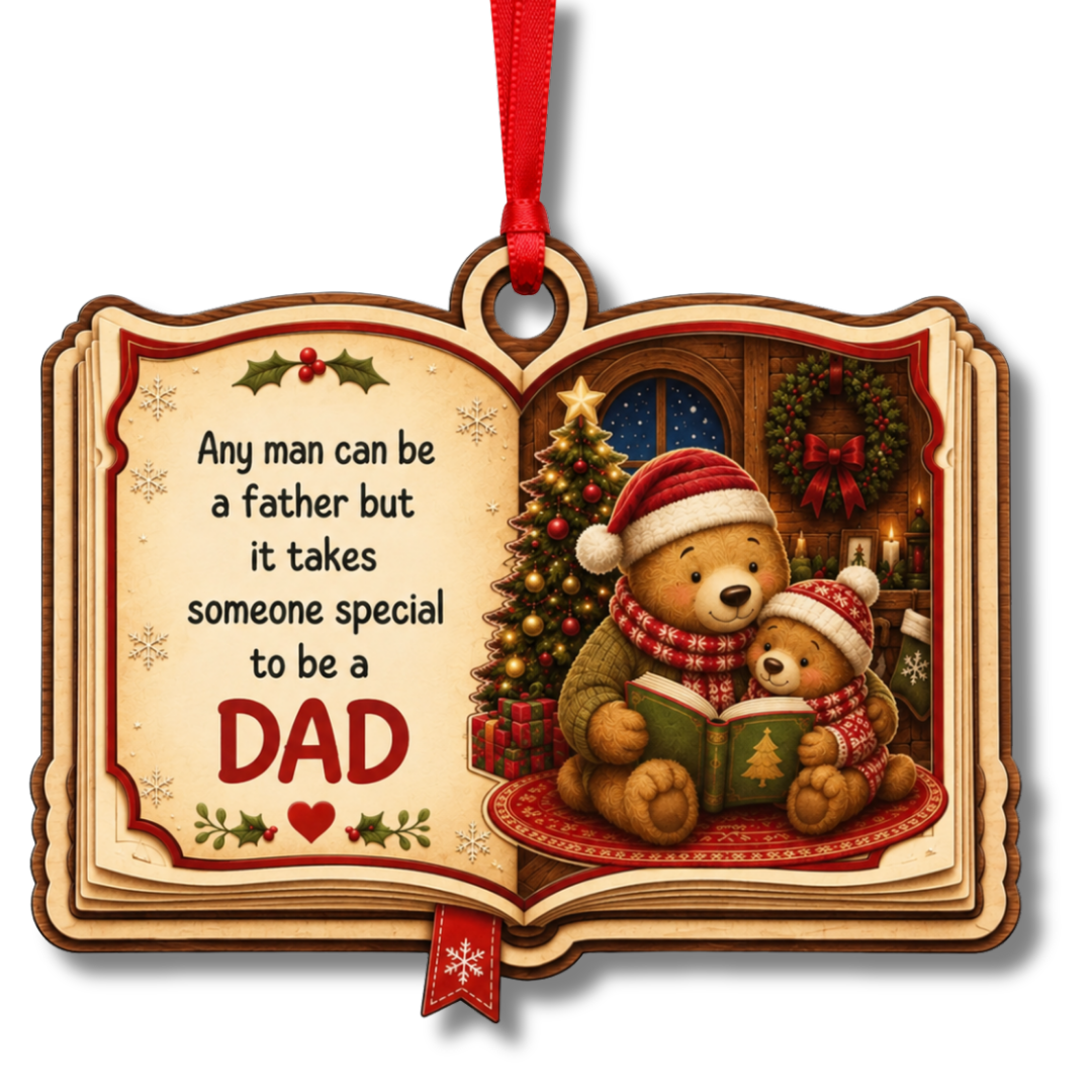 Dad Ornament, 2 Layer Wood and Acrylic, Christmas Tree Decoration, Holiday Gift, Christmas Ornament, Xmas Tree Decor