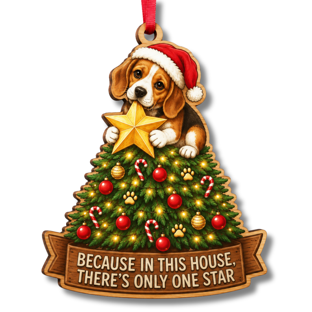 Beagle Ornament, Wooden Christmas Tree Decoration, Gifts for Dog Lovers, Christmas Ornament, Xmas Tree Decor