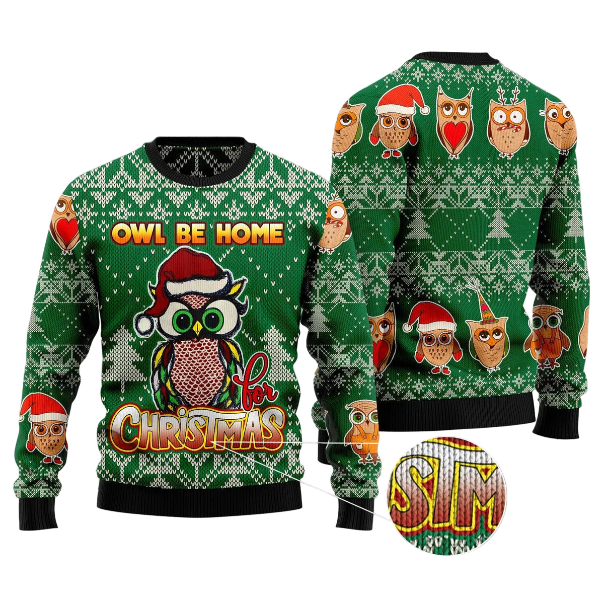 Owl Be Home for Christmas Ugly Christmas Sweater, Holiday Party Pullover for Men and Women, Gift for Owl Lovers