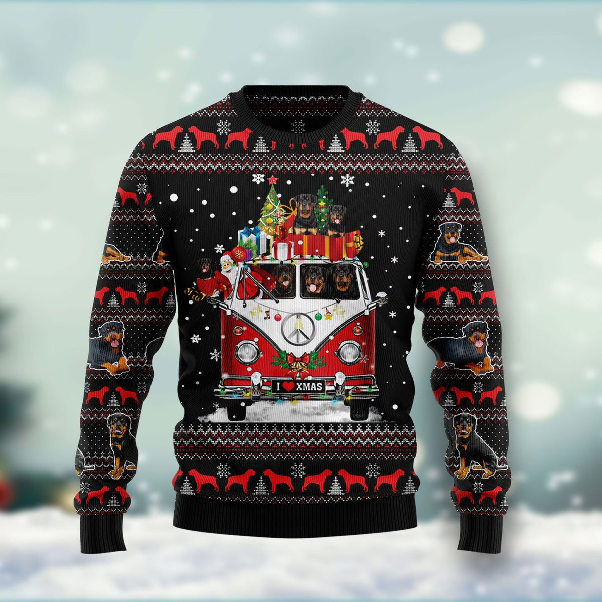 Rottweiler I Love Xmas Ugly Christmas Sweater | Holiday Gift for Rottweiler Lovers | Unisex Festive Party Style