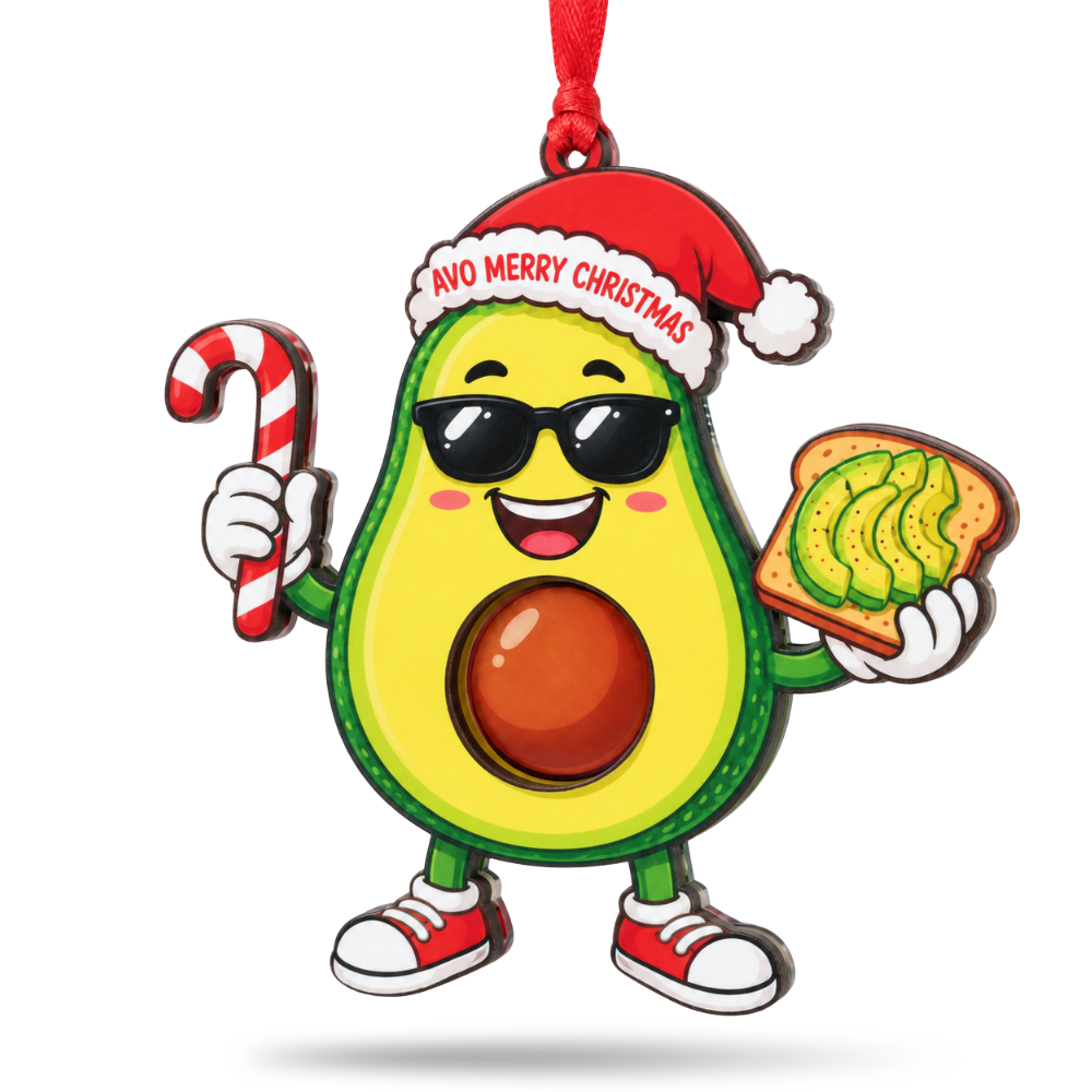 Avocado Christmas Ornament, Wood & Acrylic Christmas Tree Decoration, Holiday Gift for Friends and Friends
