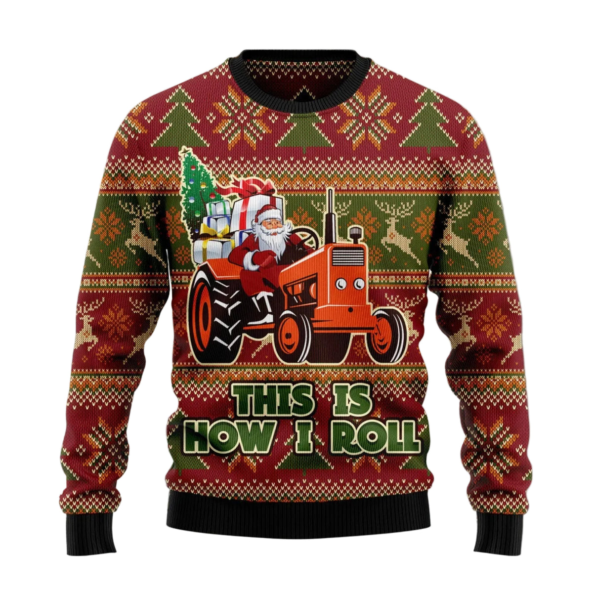 This Is How I Roll Ugly Christmas Sweater, Tractor Lover Holiday Outfit, Festive Xmas Party Pullover and Gift