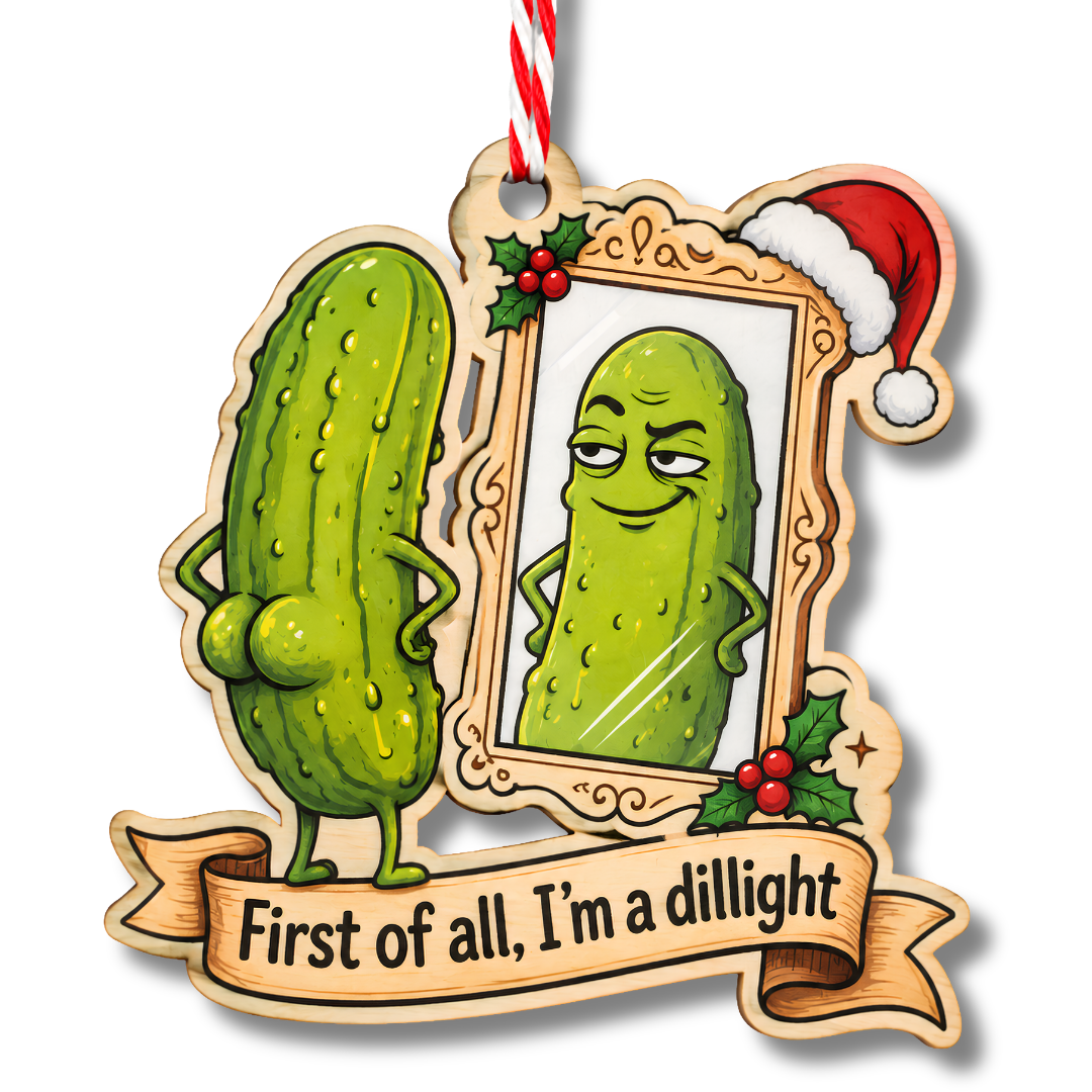 Funny Pickle Ornament, Wooden Christmas Tree Decoration, Holiday Gift for Fans, Christmas Ornament, Xmas Tree Decor
