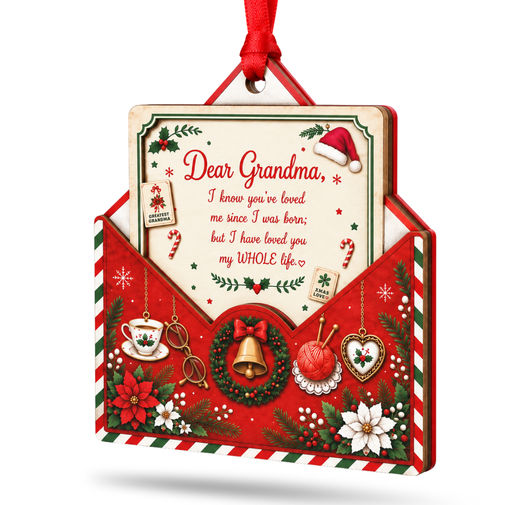 Grandma Christmas Ornament, Wood & Acrylic Christmas Tree Decoration, Holiday Gift for Collectors & Holiday Decor Lovers