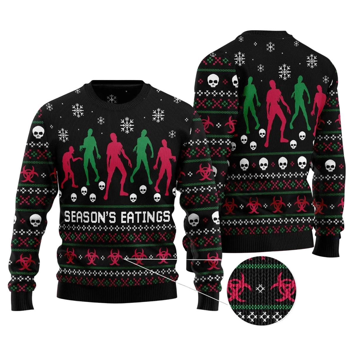 Zoombie Season Eatings Ugly Christmas Sweater | Fun Holiday Look for Men & Women | Matching Family Party Outfit