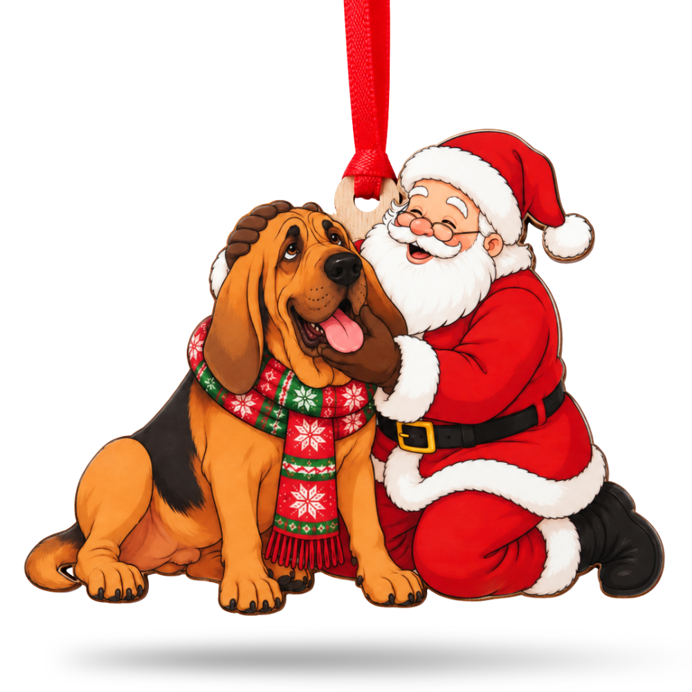 Bloodhound Christmas Ornament, Wood Christmas Tree Decoration, Holiday Gift for Collectors & Holiday Decor Lovers