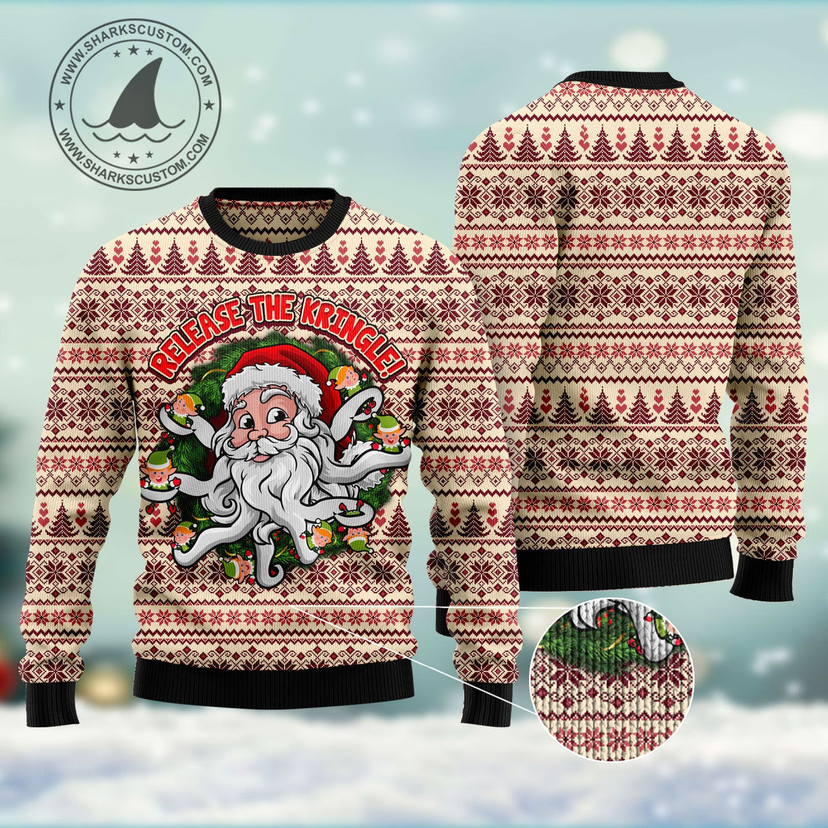 Funny Santa Claus Release the Kringle Ugly Christmas Sweater | Unisex Seasonal Gift Idea | Men & Women Party Outfit
