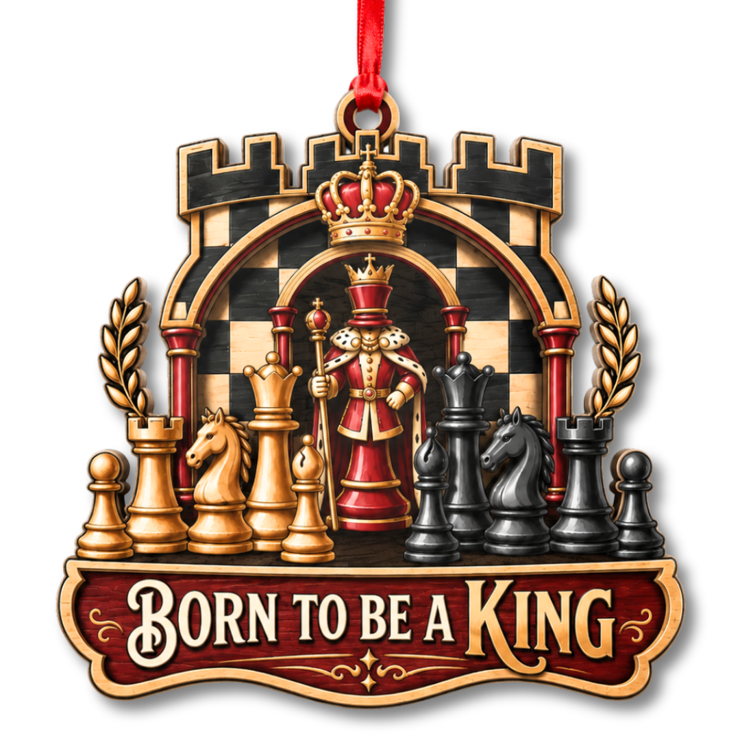Chess Ornament, 2 Layer Wood and Acrylic, Christmas Tree Decoration, Holiday Gift, Christmas Ornament