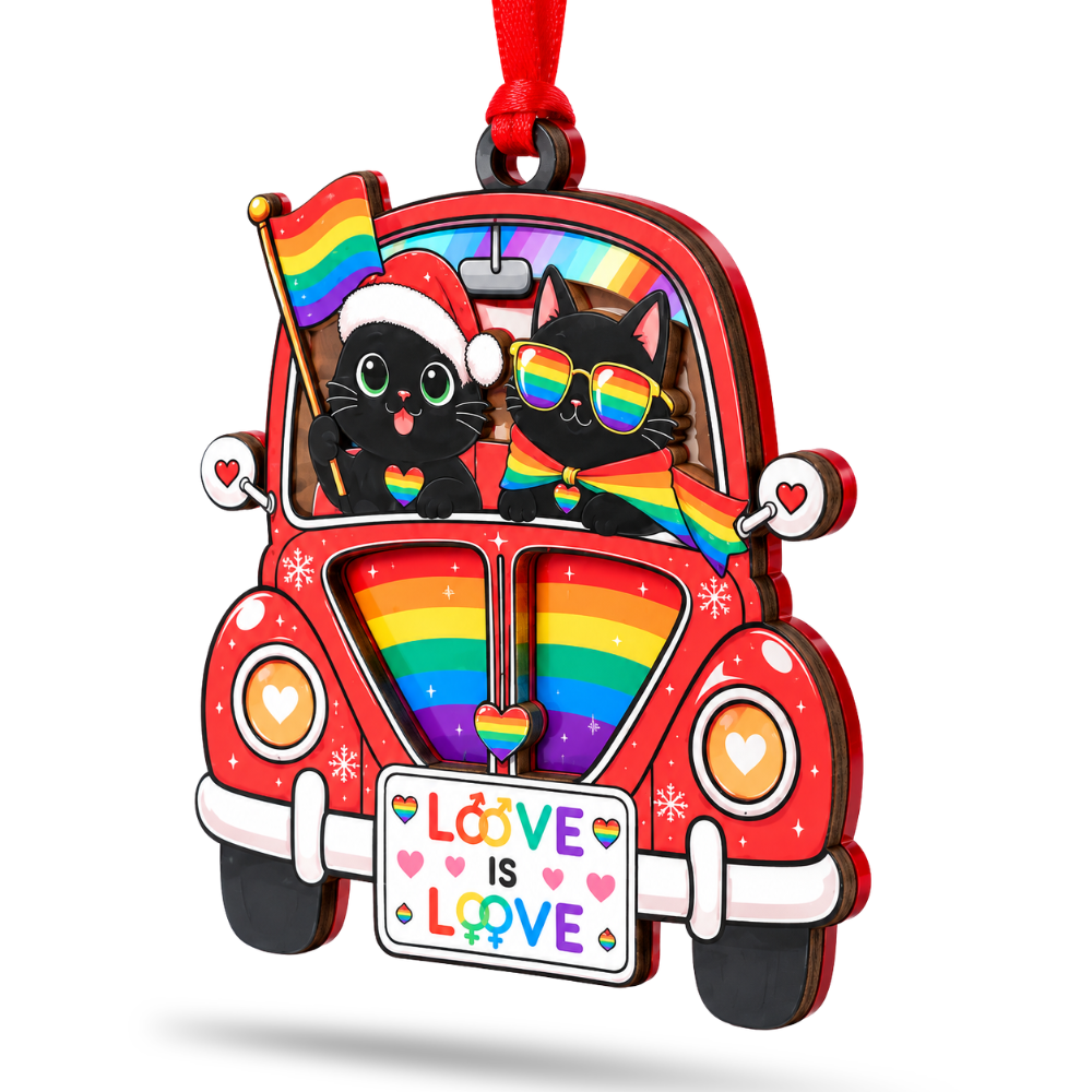 LGBTQ Pride Christmas Ornament, Wood & Acrylic Christmas Tree Decoration, Holiday Gift for Pride Celebrations