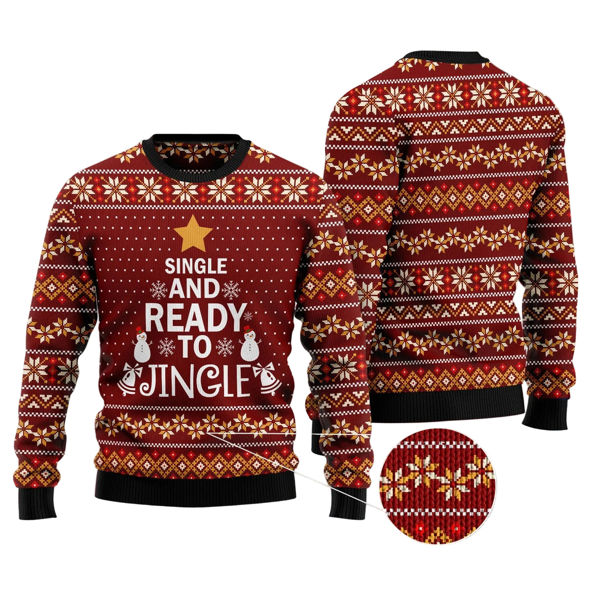 Single and Ready to Jingle Ugly Christmas Sweater, Unisex Holiday Party Outfit for Singles and Holiday Party Fans