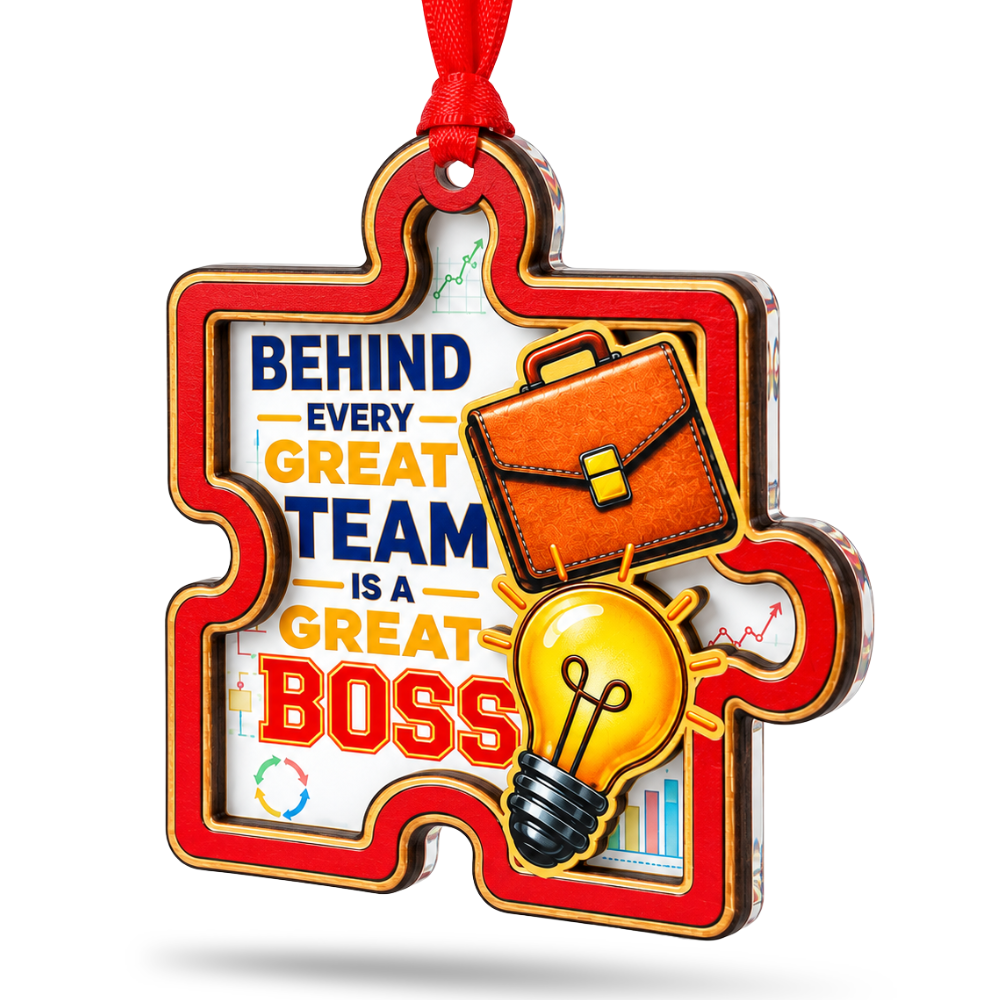 Boss Appreciation Christmas Ornament, Wood & Acrylic Tree Decoration, Gift for Christmas and Holiday Decor Lovers