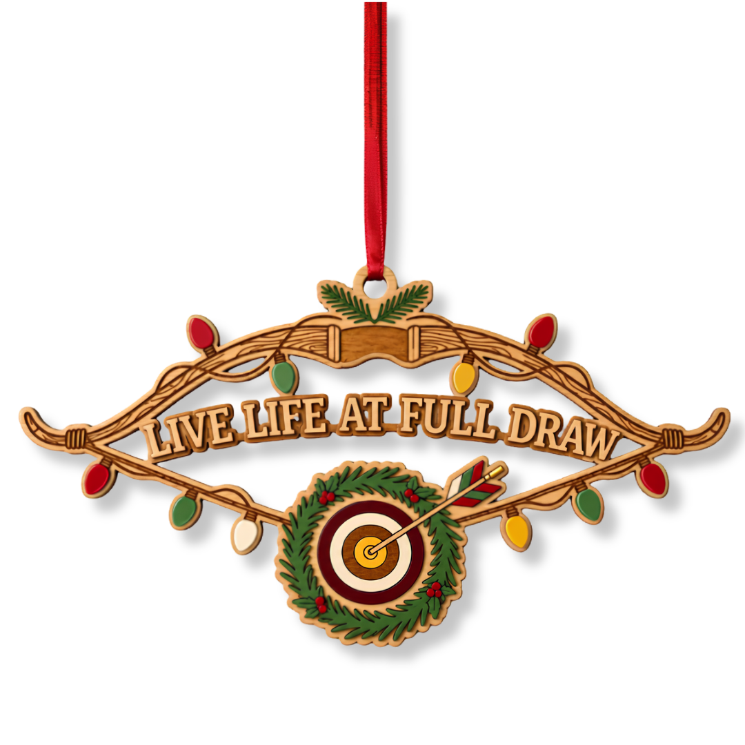 Archery Ornament, 2 Layer Wood and Acrylic, Christmas Tree Decoration, Holiday Gift, Christmas Ornament