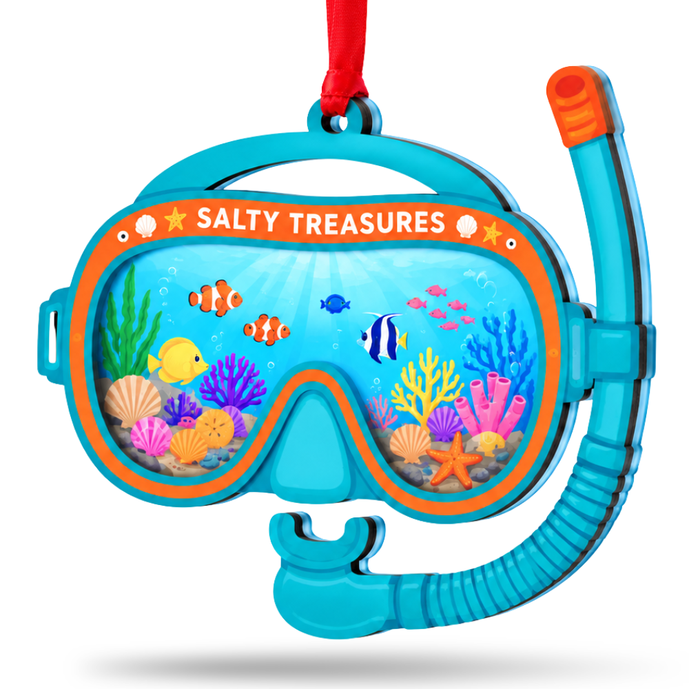 Snorkeling Christmas Ornament for Tree, Wood & Acrylic Hanging Decor, Xmas Gift for Collectors & Holiday Decor Lovers