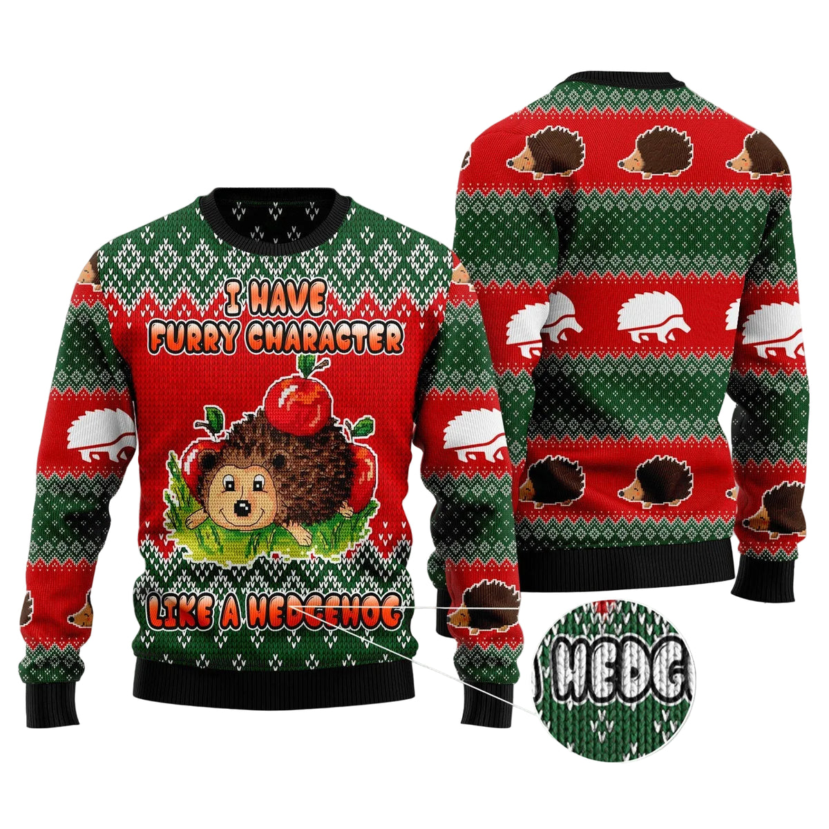 I Have a Furry Character Like a Hedgehog Ugly Christmas Sweater, Hedgehog Lover Holiday Party Outfit and Xmas Gift