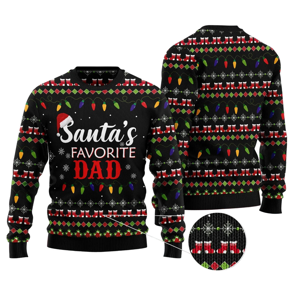 Santa's Favorite Dad Ugly Christmas Sweater, Funny Christmas Dad Holiday Print, Seasonal Gift for Dads and Fathers