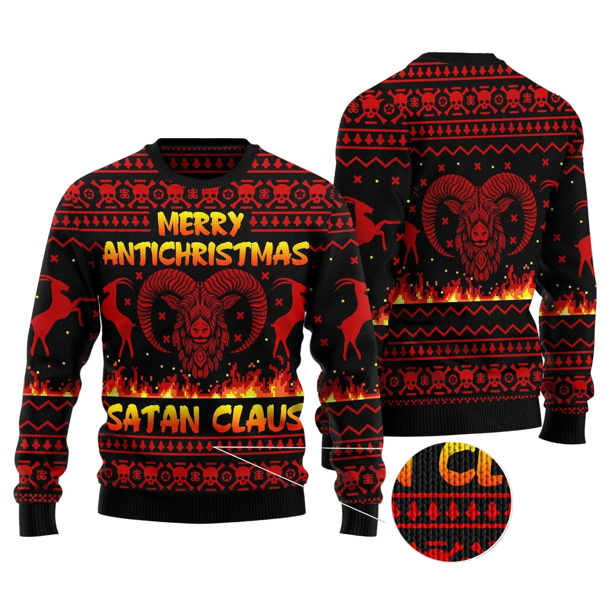 Merry Antichristmas Satan Claus Ugly Christmas Sweater, Unisex Holiday Party Outfit for Alternative Holiday Fans