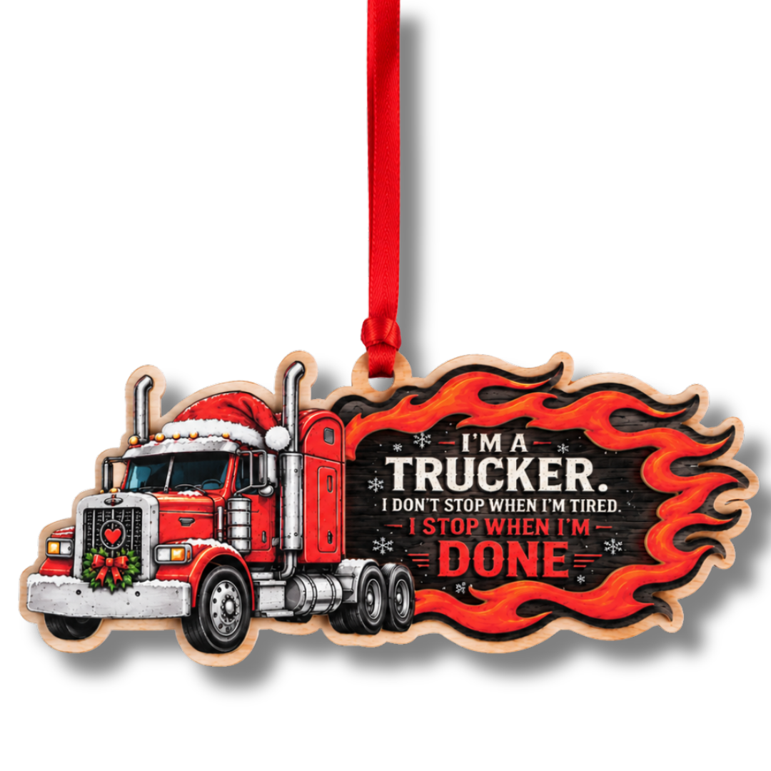 Truck Ornament, 2 Layer Wood and Acrylic, Christmas Tree Decoration, Holiday Gift, Christmas Ornament