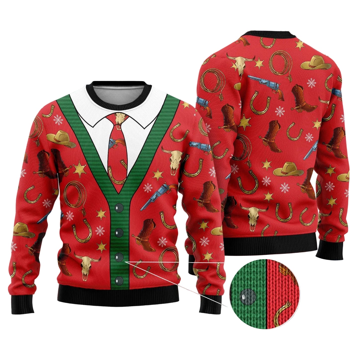 Cowboy Ugly Christmas Sweater, Western Holiday Pullover for Cowboy Fans, Country Lovers and Festive Winter Parties