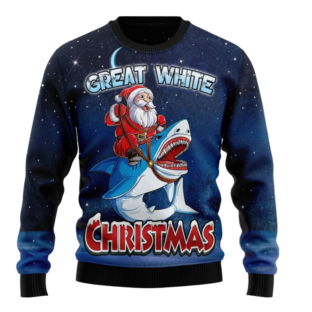 Great White Christmas Shark Ugly Christmas Sweater, Festive Xmas Party Sweater, Gift for Shark and Ocean Lovers