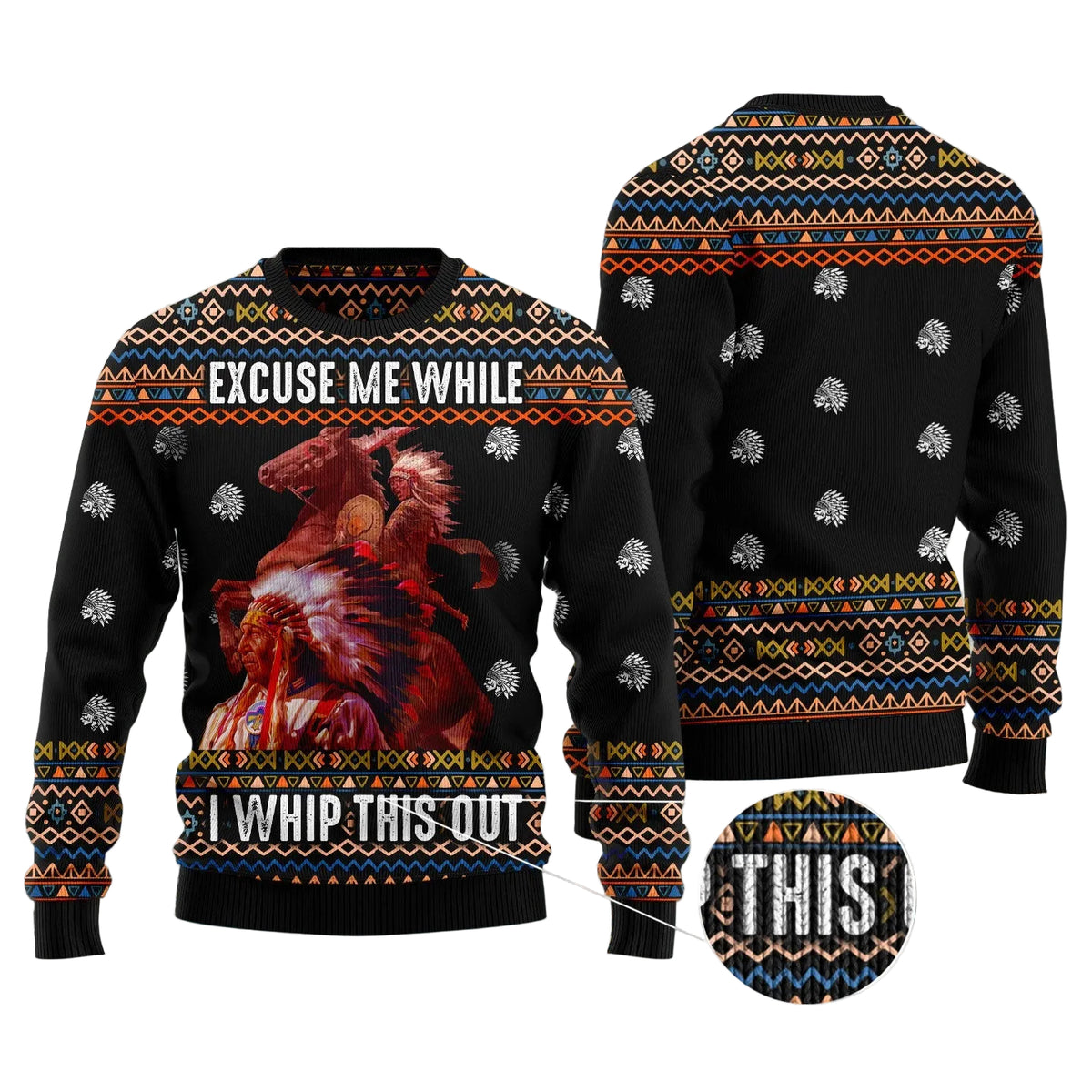Funny Western Quote Ugly Christmas Sweater, Retro Cowboy Humor Pullover for Adults, Festive Winter Party Outfit