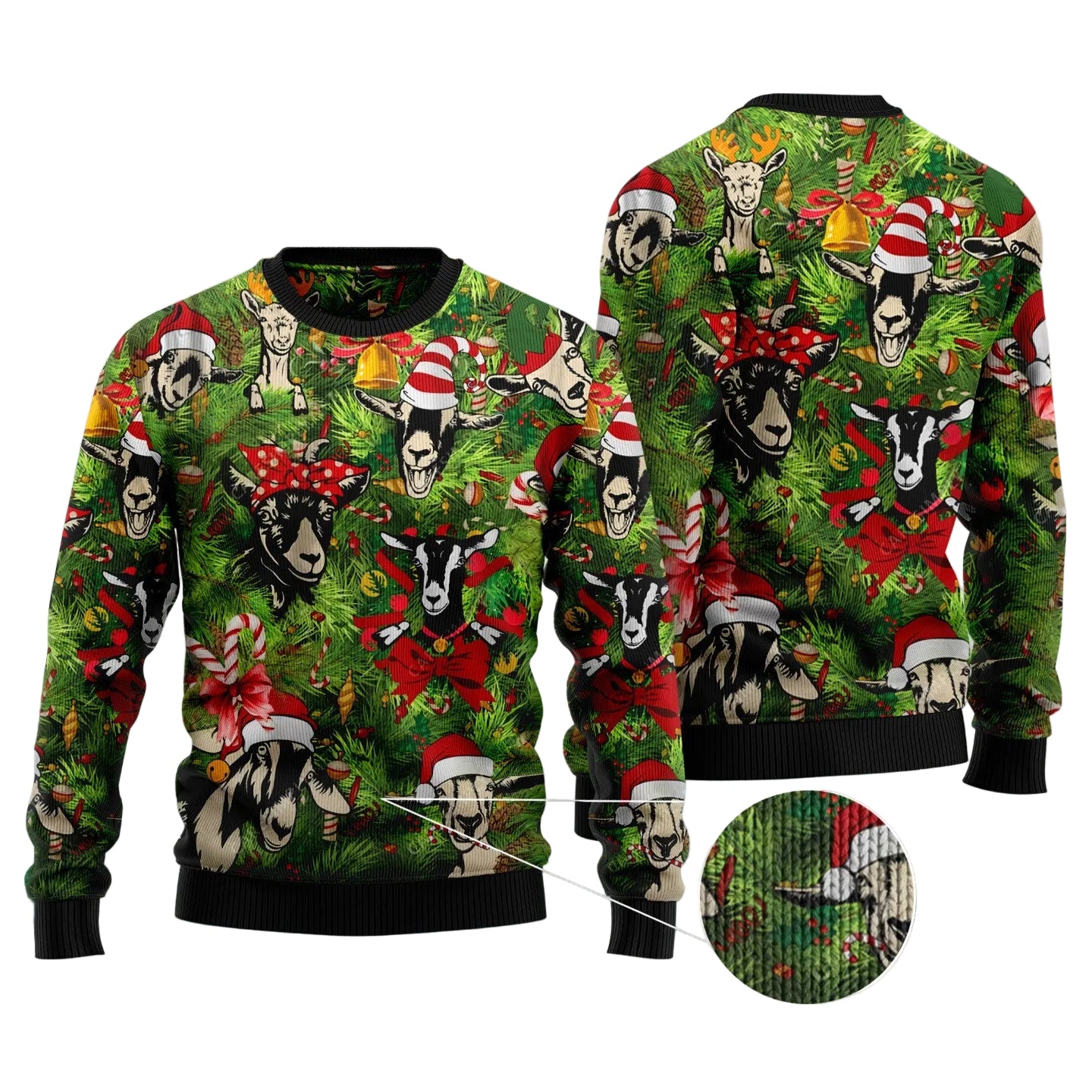 Christmas Goats Ugly Christmas Sweater - Funny Holiday Party Pullover for Men and Women, Festive Christmas Gift 2026