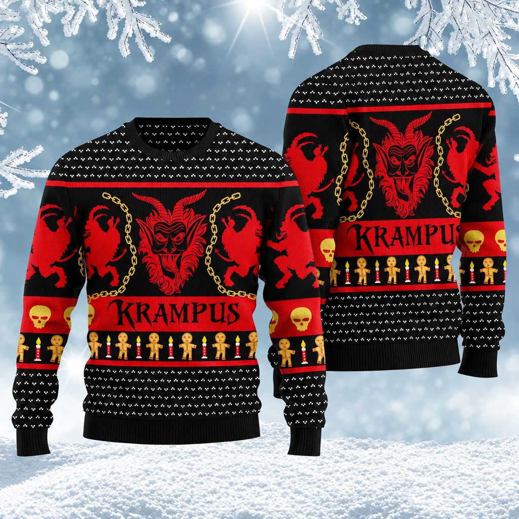 Krampus Ugly Christmas Sweater, Krampus Christmas Sweater, Dark Holiday Sweater, Xmas Gift for Men and Women