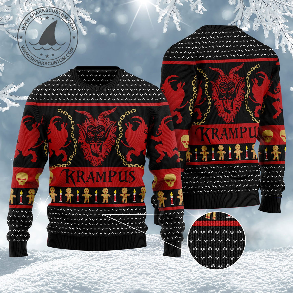 Krampus Ugly Christmas Sweater, Krampus Christmas Sweater, Dark Holiday Sweater, Xmas Gift for Men and Women