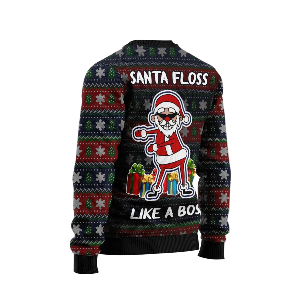 Santa Floss Ugly Christmas Sweater, Funny Dancing Santa Print for Men and Women, Festive Holiday Party Outfit