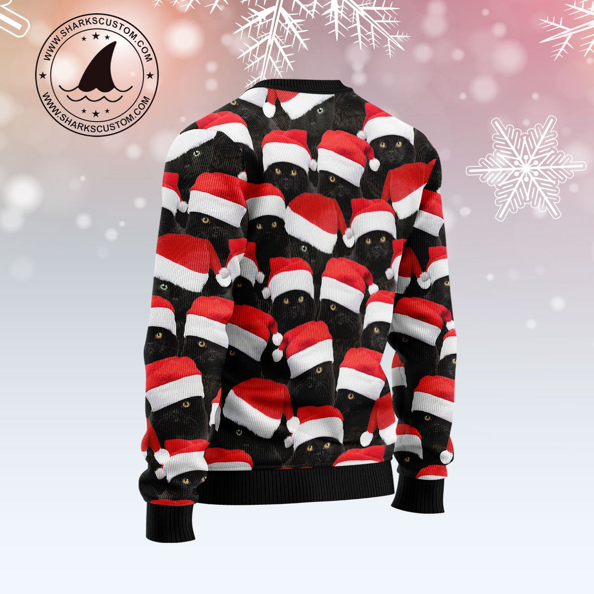 Black Cat Group Ugly Christmas Sweater | Festive Party Top for Cat Lovers | Fun Gift for Cat Lovers and Friends