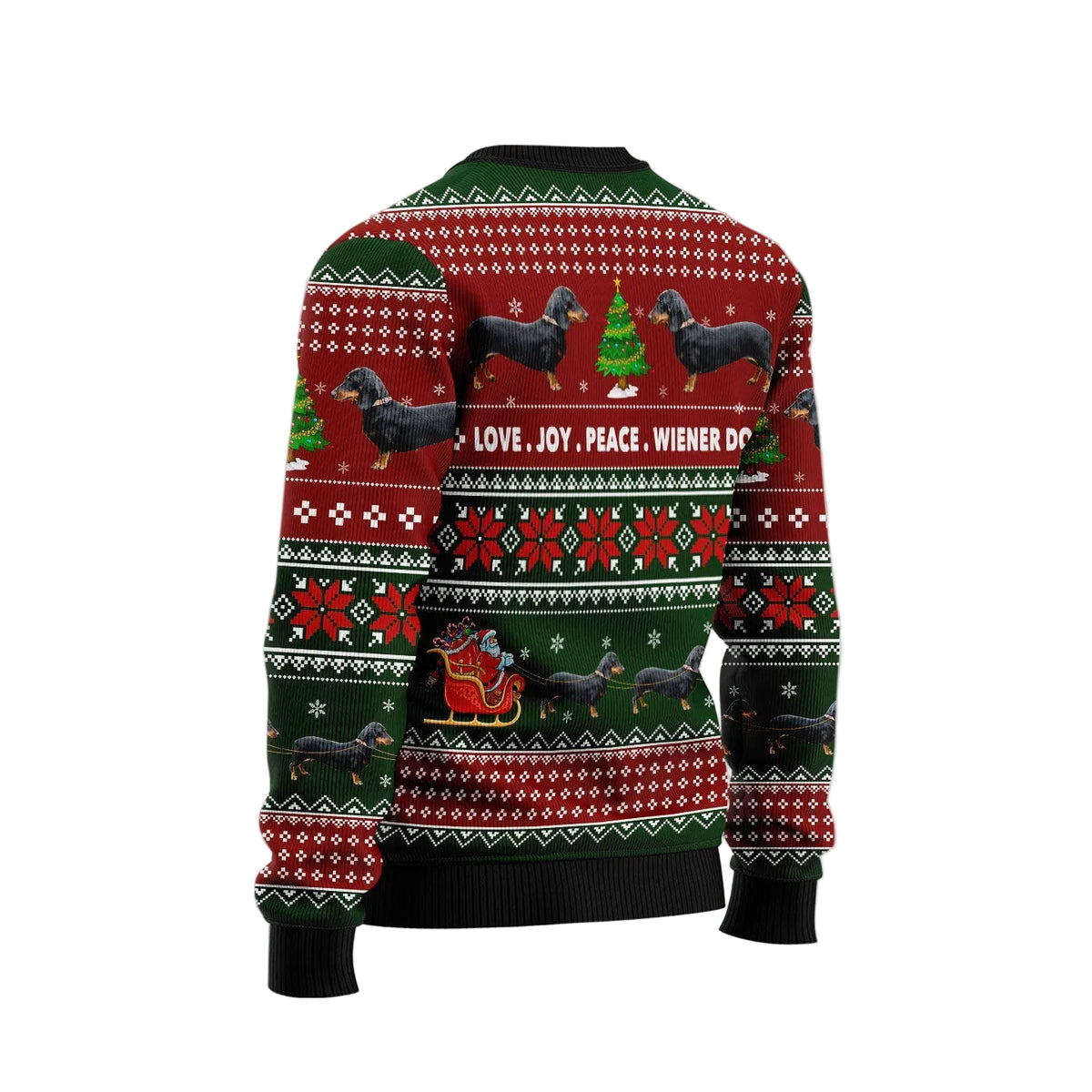 Dachshund Love Joy Peace Ugly Christmas Sweater, Dachshund Dog Love Joy Peace Print, Holiday Sweater for Adults