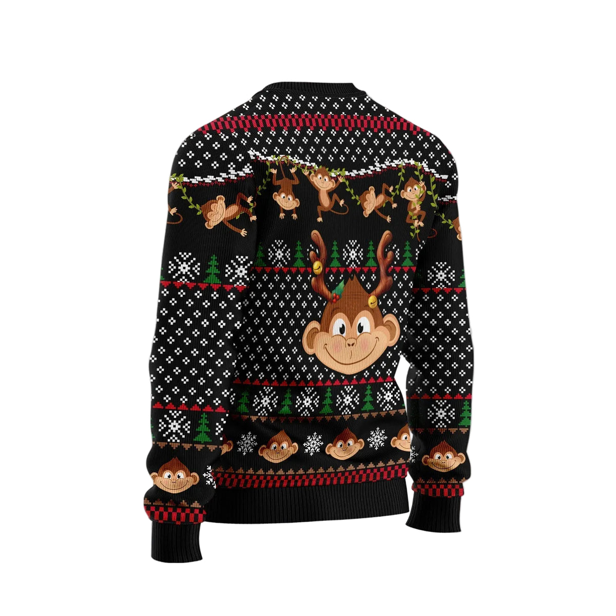 Monkey Christmas Pattern Ugly Christmas Sweater | Holiday Gift for Monkey Lovers | Matching Family Party Outfit