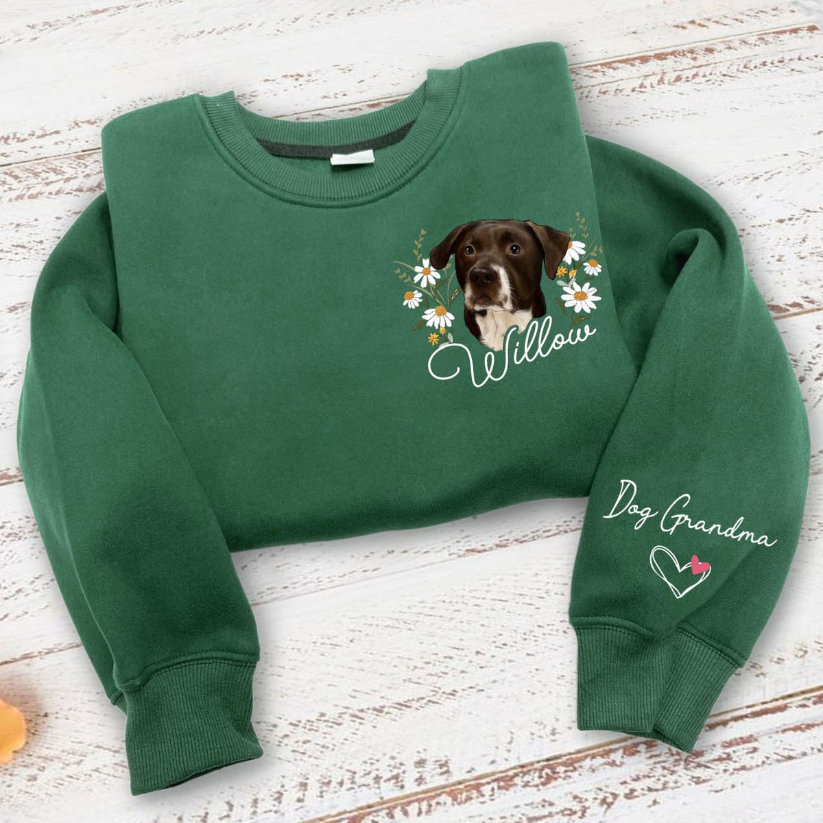 Custom Dog Portrait Sleeve Printed Standard Sweatshirt For Dog Lovers